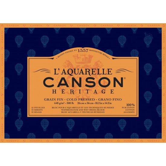 بلوك 26*36 هيرتج 640 غم كولد برس برتقالي قطن 100 % مصمغ 4 جوانب 12 ورقة